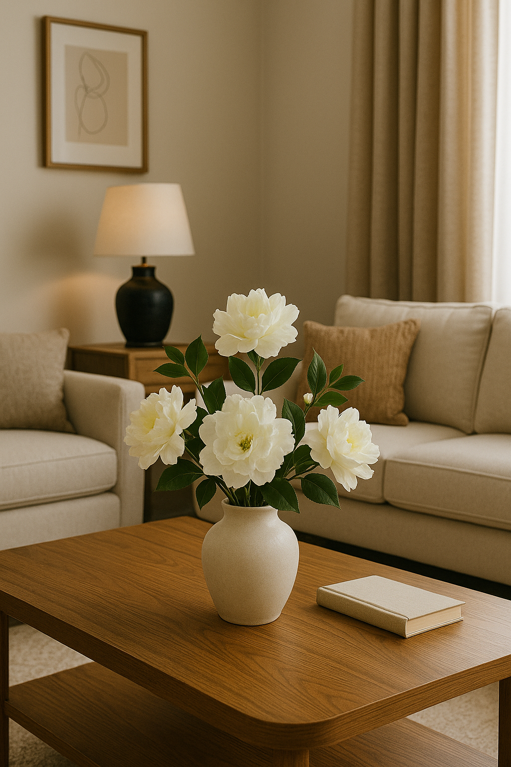 Cream White Camellia Stems (Set of 4) – Luxe Faux Flowers for Vases, Décor & More