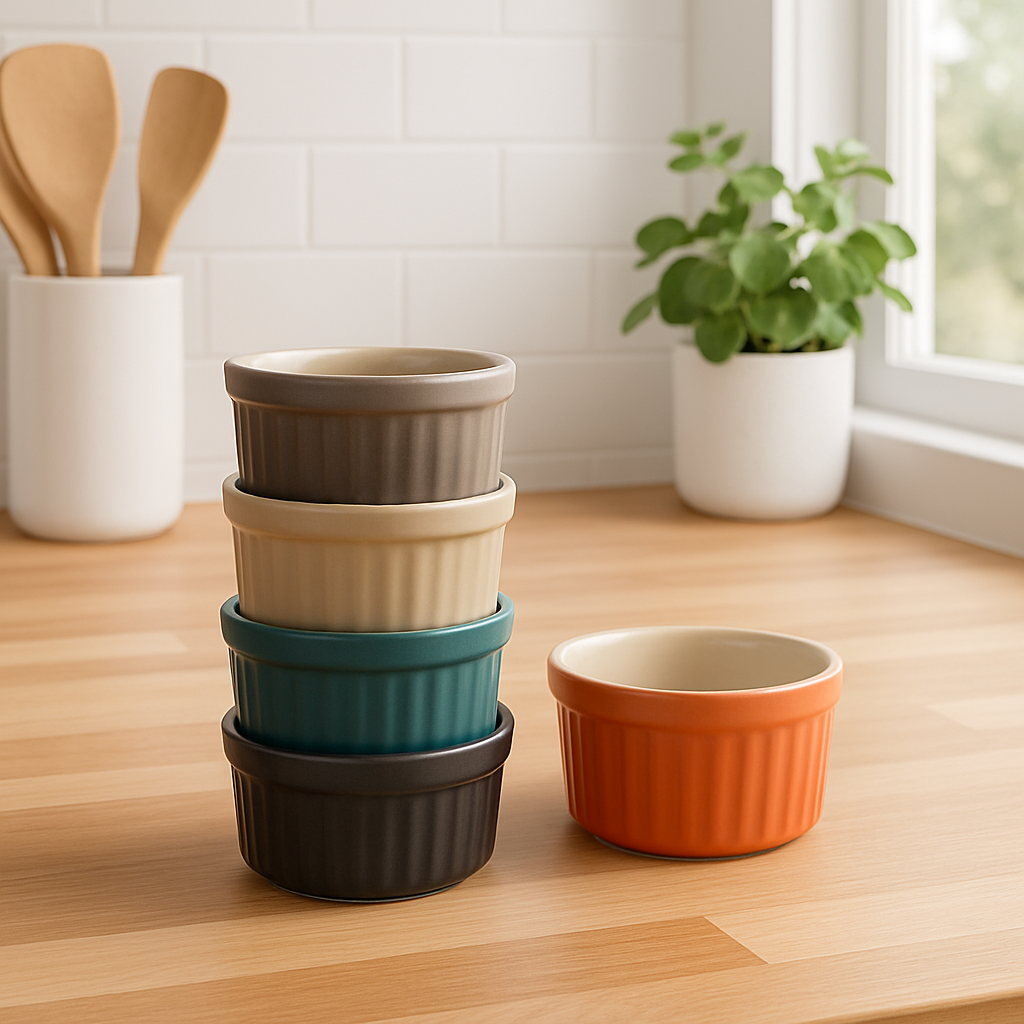 Colorful Ceramic Ramekins – 6pc Set (6oz) | Oven Safe Mini Bowls for Creme Brulee, Dips, Ice Cream & More