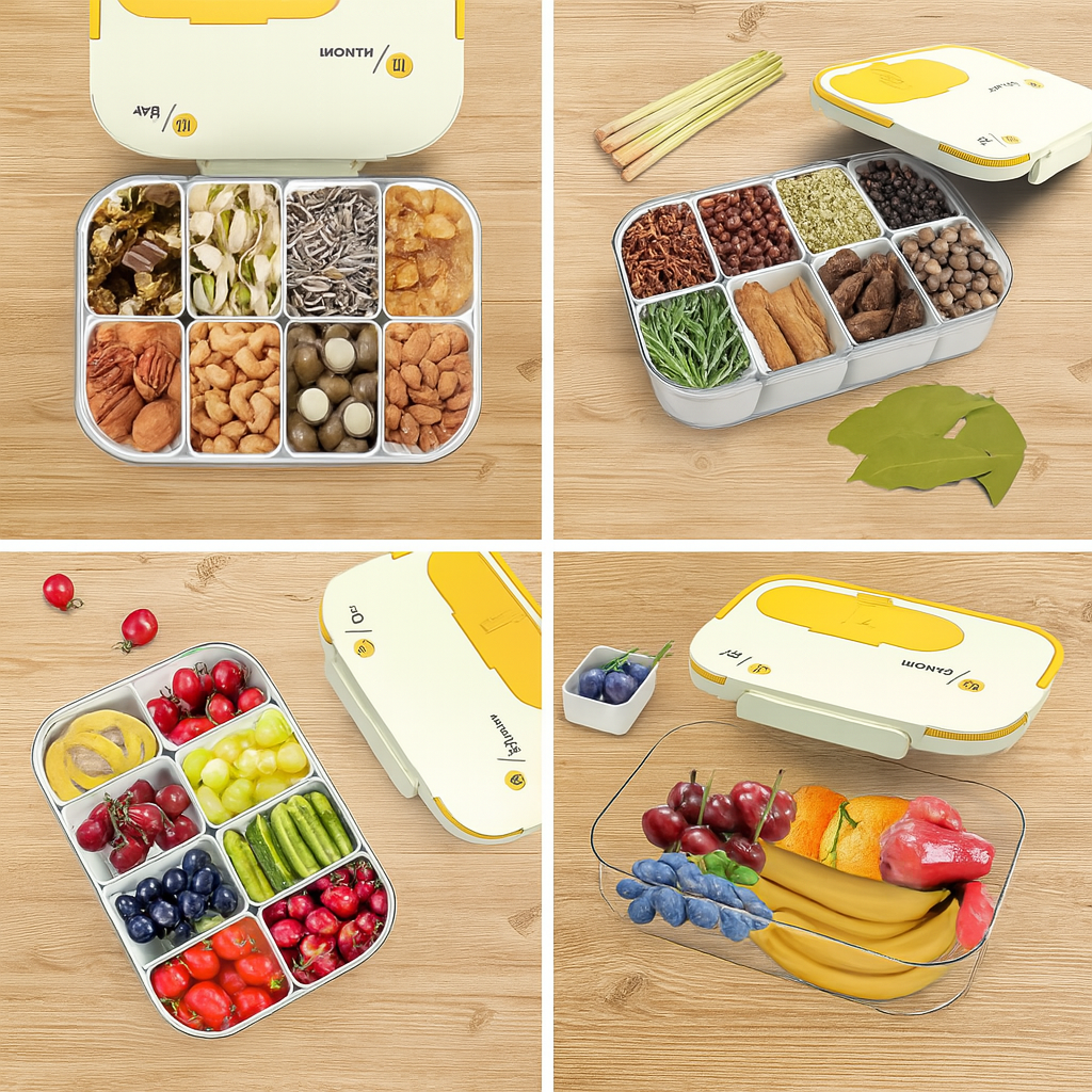 Snackle Box: 8-Compartment Travel Snack Tray 🍿🍇