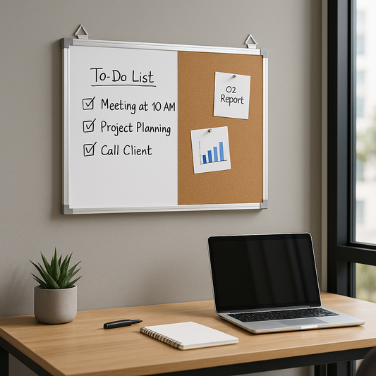 Flipside 18" x 24" Combo Cork & Dry Erase Board – Aluminum Frame, Half Cork, Half Magnetic Whiteboard