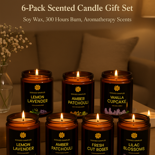 6-Pack Scented Candle Gift Set – Soy Wax, 300 Hours Burn, Aromatherapy Scents