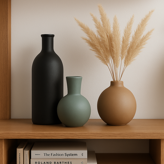 Set of 3 Rustic Pottery Vases – Multicolor Ceramic Decor for Living Room, Bedroom, or Entryway