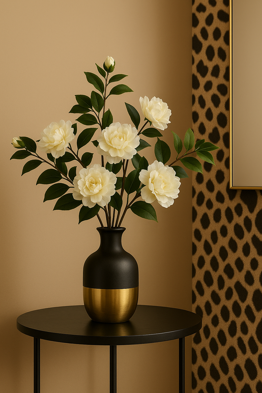 Cream White Camellia Stems (Set of 4) – Luxe Faux Flowers for Vases, Décor & More