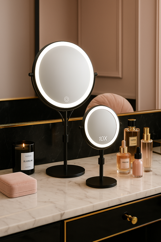 7" Rechargeable Lighted Makeup Mirror – 3 Color Modes + 10x Magnifier
