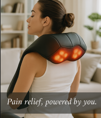 Shiatsu Heated Neck & Back Massager – Deep Tissue Relief at Home or On the Go