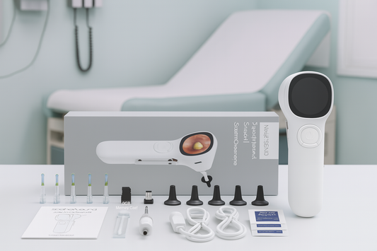 720P HD Digital Otoscope with Light – Smart Ear Cleaning Camera w/ LED Lights, Display Screen + Extension Cable – White